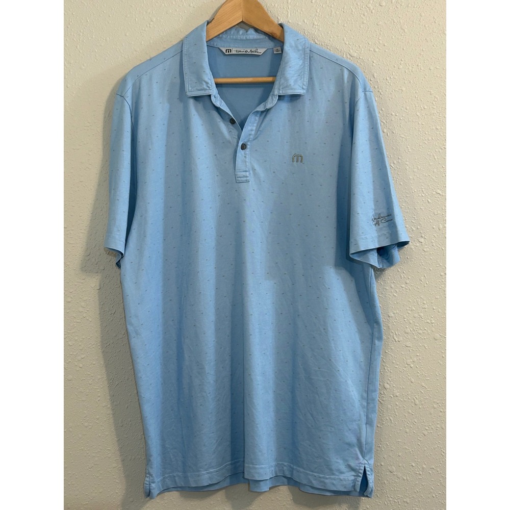 TravisMathew Mens XL Blue Pima Cotton Blend Wandermere Golf Course Polo Shirt